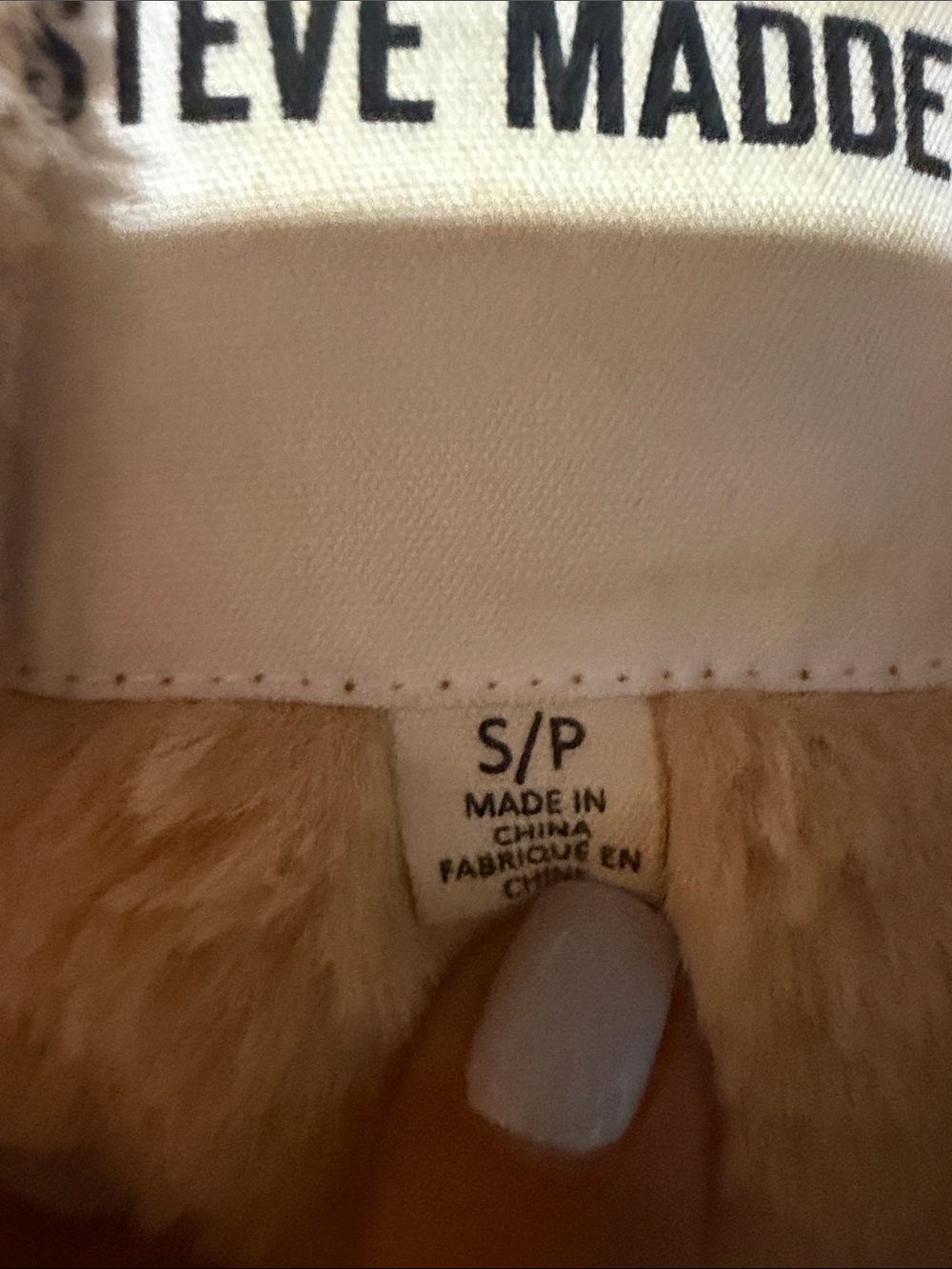 Steve Madden Camel/Tan Teddy Aviator Jacket with Cream Faux Shearling - Picture 7 of 8